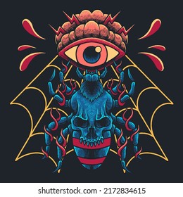 spider eye vector print illustration