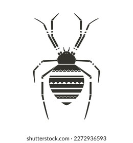 Spider with fantasy pattern. Geometric Insect icon. Decorative ornate vector illustration.