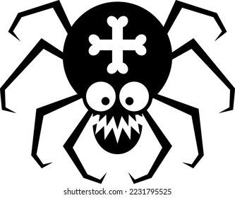 Spinne. Flaches schwarzes Bild, Symbol, isolierter Hintergrund.