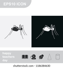 Spider flat black and white vector icon.