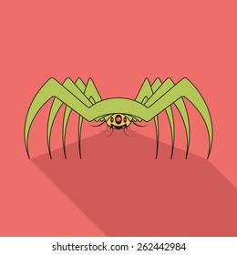 Spider flat icon with long shadow