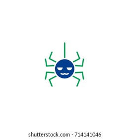 Spider flat icon. Single high quality symbol of line halloween vector for web design or mobile app. Color sign of party for design logo. Single pictogram on white background