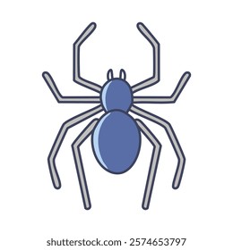 Spider flat icon vector illustration. Blue spiders insect isolated on white background.