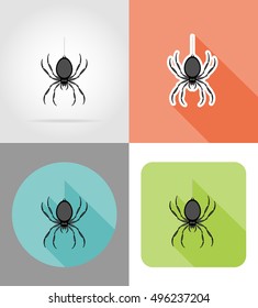 spider flat icons vector illustration isolated on background