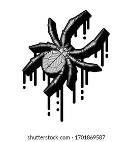 Spider Geometric Drawing Tattoo. Blackwork.