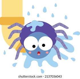 Spider getting wet in the rain Vector Clipart