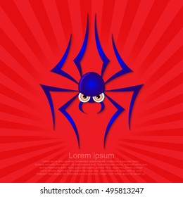 Spider graphic on a red background.