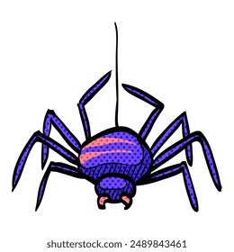Spider halftone icon hand drawn color vector illustration