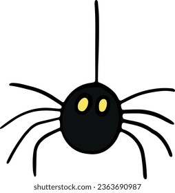 araña, halloween, negro, caricatura, horror, animal, miedo, peligro, insecto, web, arácnido, miedo, fobia, espeluznante, festividad, festividad, lindo, dibujo, malvado, octubre, fiesta, carta, monstruo, doodle, cómic, diseño