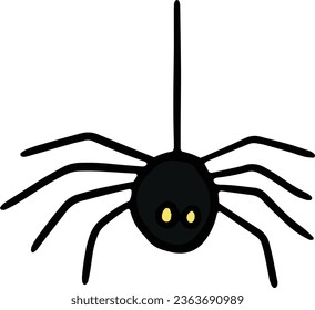 araña, halloween, negro, caricatura, horror, animal, miedo, peligro, insecto, web, arácnido, miedo, fobia, espeluznante, festividad, festividad, lindo, dibujo, malvado, octubre, fiesta, carta, monstruo, doodle, cómic, diseño