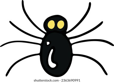 araña, halloween, negro, caricatura, horror, animal, miedo, peligro, insecto, web, arácnido, miedo, fobia, espeluznante, festividad, festividad, lindo, dibujo, malvado, octubre, fiesta, carta, monstruo, doodle, cómic, diseño