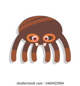 Spider for halloween. Cartoon monster in flat style. Horror to decorate the holiday. Vector isolated