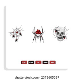 Juego de dibujos animados Spider Halloween. Espeluznantes arañas peligrosas color tarántula colecta plana. Decoración escalofriante para el diseño de horror. Araña venenosa de fiesta de Halloween o arácnido peligroso. Vector