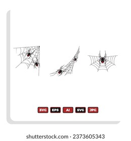 Juego de dibujos animados Spider Halloween. Espeluznantes arañas peligrosas color tarántula colecta plana. Decoración escalofriante para el diseño de horror. Araña venenosa de fiesta de Halloween o arácnido peligroso. Vector