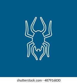 Spider Halloween Concept Line Icon On Blue Background