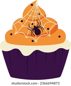 Spider Halloween Cupcakes Dessert Illustration