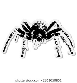Spider - Halloween halftone mixed media collage paper sticker. Dotted Vintage illustration in 90s zine Paper piece style.