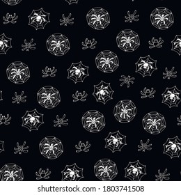 Spider halloween hand drawn doodle seamless vector pattern