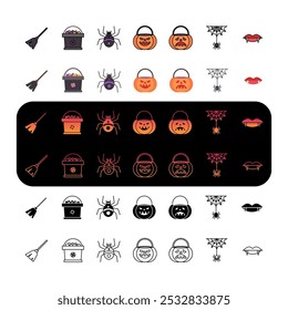 Araña, Halloween, Horror y Scary Icon Set