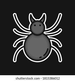 Spider Halloween Icon Filled Line Style. Black Spider Vector Logo Illustration. Witch Spider Symbol Icon Halloween Celebration