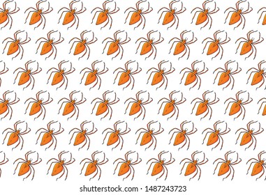 Spider Halloween seamless pattern. Halloween background. Textiles or wrapping paper. Vector background with insects. Hand-drawn. For design, textiles, fabric, decoration of any surface.