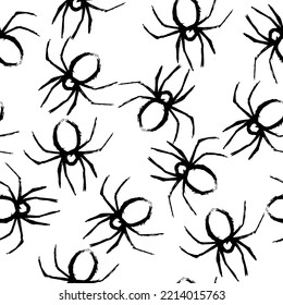 spider halloween seamless pattern. vector sketch illustration