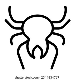 Spider, halloween spooky decoration, mite, bug line icon, halloween concept, insect vector sign on white background, outline style icon mobile concept web design. Vector graphics.
