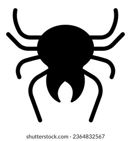 Spider, halloween spooky decoration, mite, bug solid icon, halloween concept, insect vector sign on white background, glyph style icon for mobile concept and web design. Vector graphics