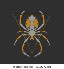 spider hand drawn illustration vector, vector spider vintage illustration for apparel