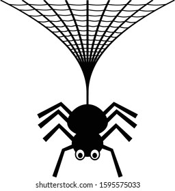Spider hanging on cobweb. Halloween character