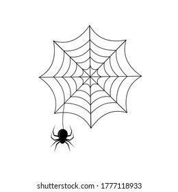 Spider Hanging On Web Black Outline Stock Vector (Royalty Free ...