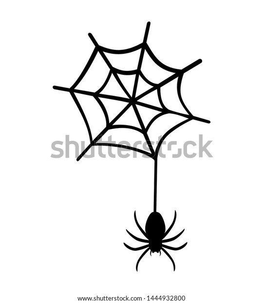 蜘蛛の巣のクリップアートにぶら下がるクモ 白い背景にベクターイラスト のベクター画像素材 ロイヤリティフリー