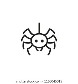 Spider hanging on web thread line icon. Predator, spooky, scary. Halloween concept. Vector illustration can be used for topics like phobia, fear, insect