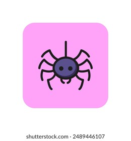 Spider hanging on web thread line icon. Predator, spooky, scary. Halloween concept. Vector illustration can be used for topics like phobia, fear, insect