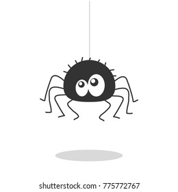 Spider hanging vector isolated on white background.