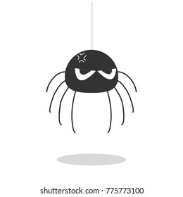 Spider hanging vector isolated on white background.