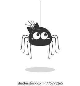 Spider hanging vector isolated on white background.