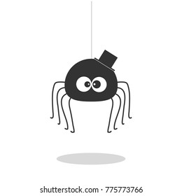 Spider hanging vector isolated on white background.