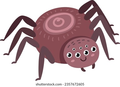 Spider and happy face  Cute cheerful insect character