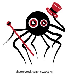 spider with hat and walking stick welcomes you