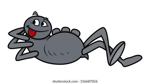 spider having rest after eating - Halloween vector illustration