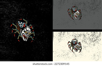 spider with head devil vector illustration mascot design