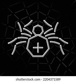 Spider with Heptagon Shape Cephalothorax and Abdomen Inverted Line Style Icon as Halloween Holidays Decoration Template - Black on Web Background - Vector Flat Graphic Design