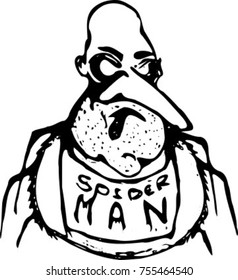Spider with human head. Black and white print