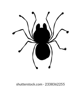 Spider icon, black silhouette isolated on white. Hand drawn style