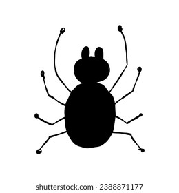 Spider icon, black silhouette isolated on white. Hand drawn style