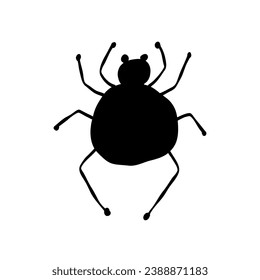 Spider icon, black silhouette isolated on white. Hand drawn style