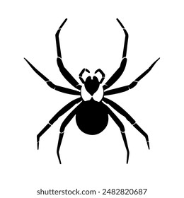 Spider icon. Black silhouette of a spider in minimalist design, flat style.