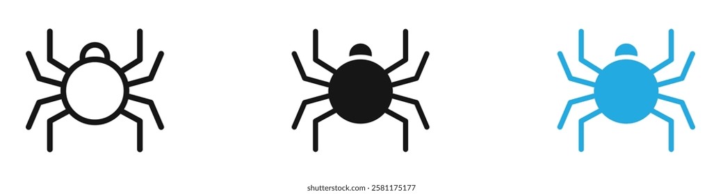 Spider icon black white vector outline