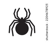 Spider icon, black widow silhouette. Halloween animal symbol, arachnid sign, bug pictogram, spider vector icon isolated